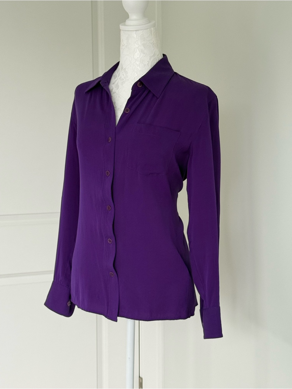 DKNY Vintage Silk Deep Purple Button-Down Shirt size 4